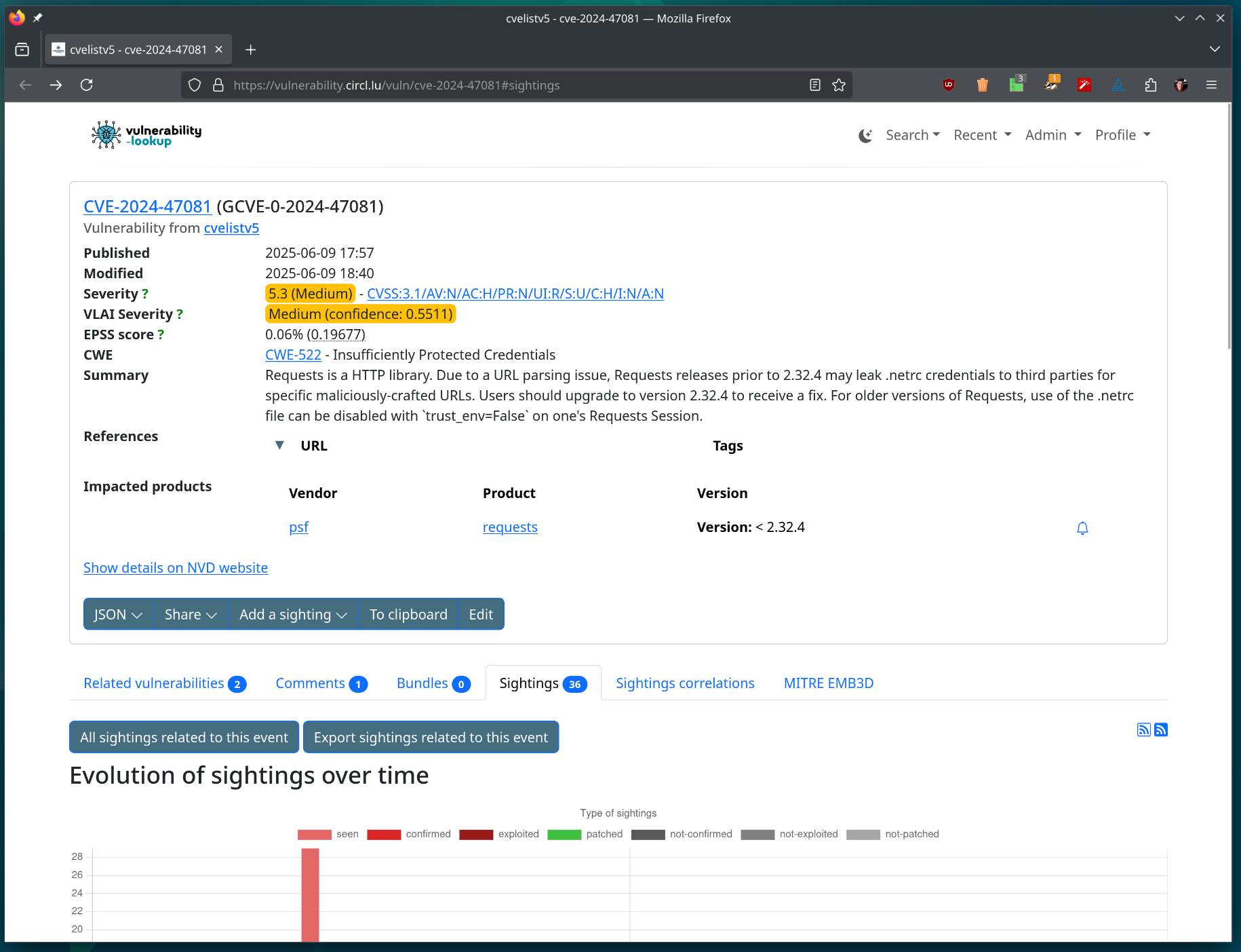 CWE on the vulnerability page