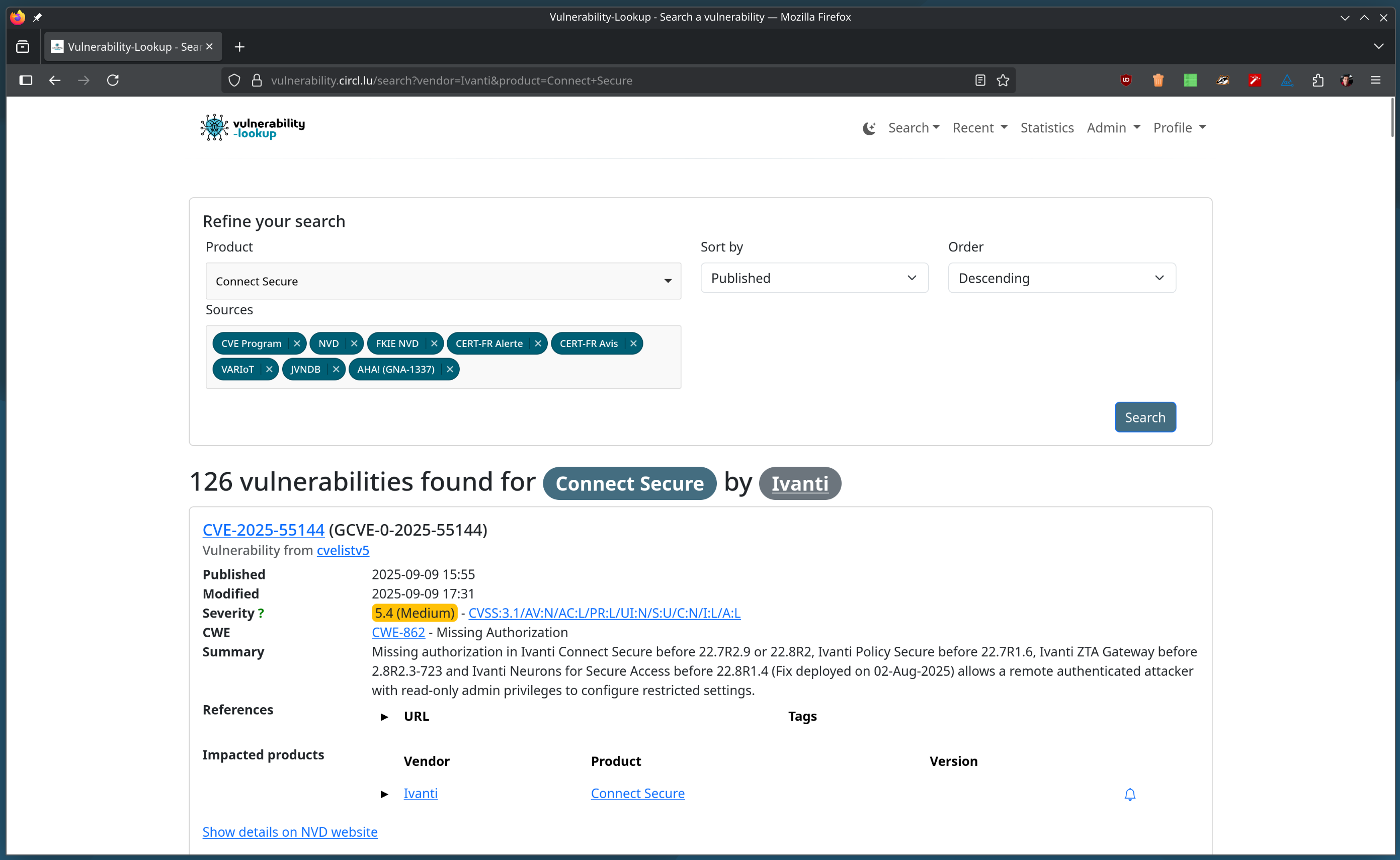 Search page