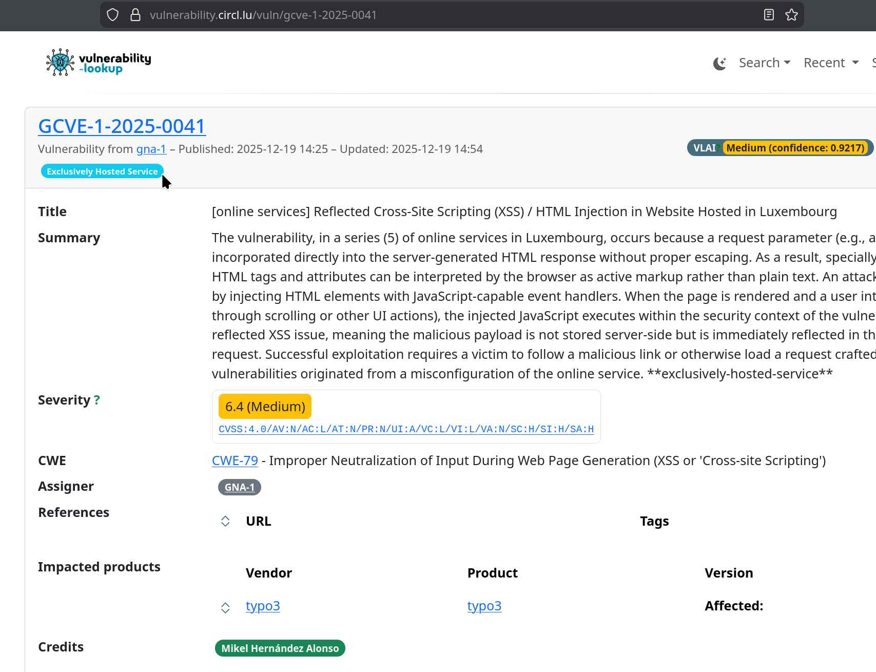 CVE tags example