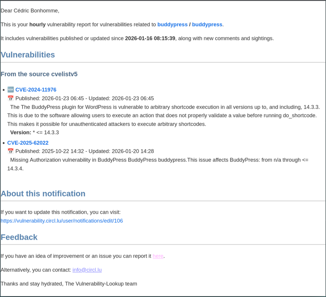 Email notifcation