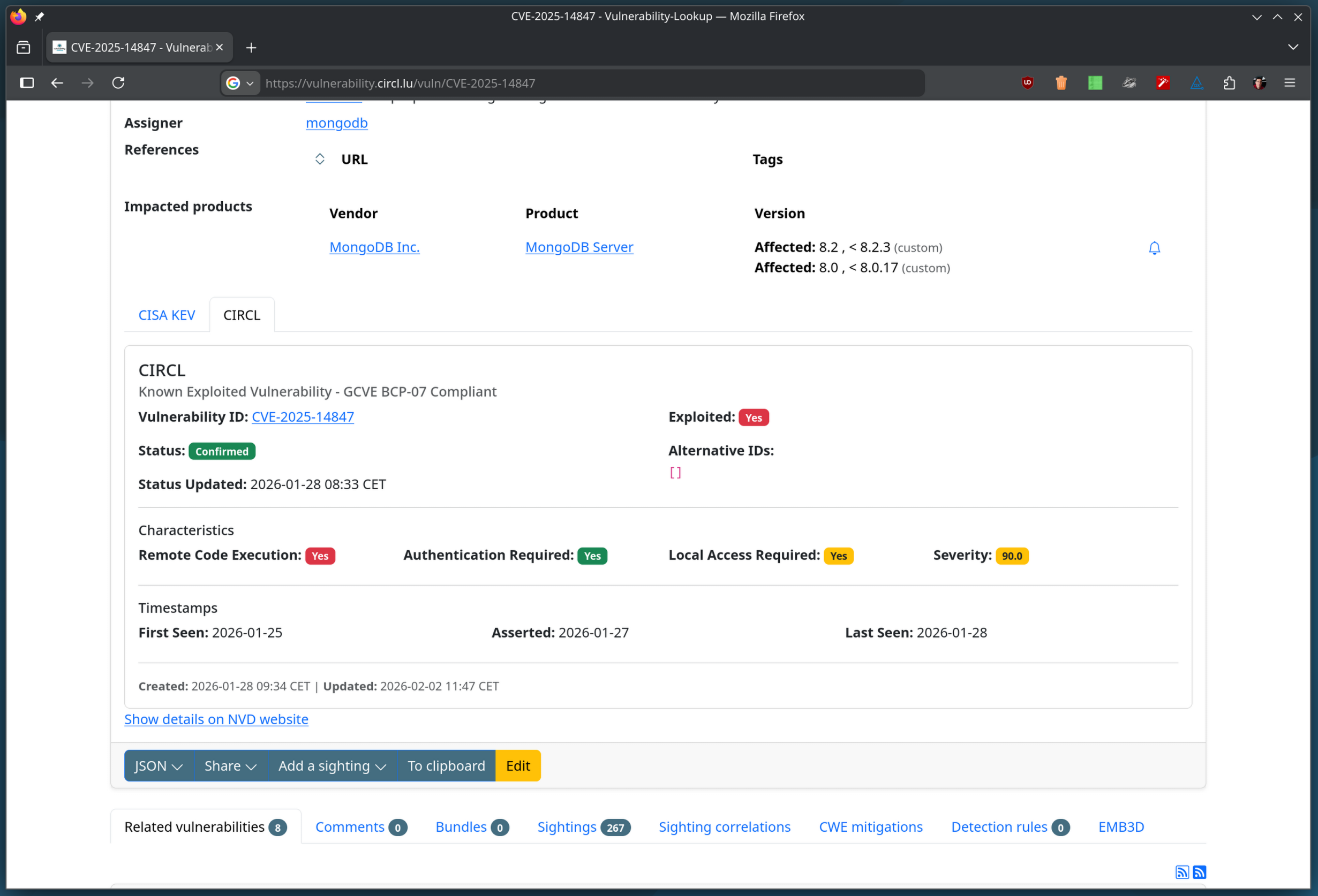 KEV vulnerability view