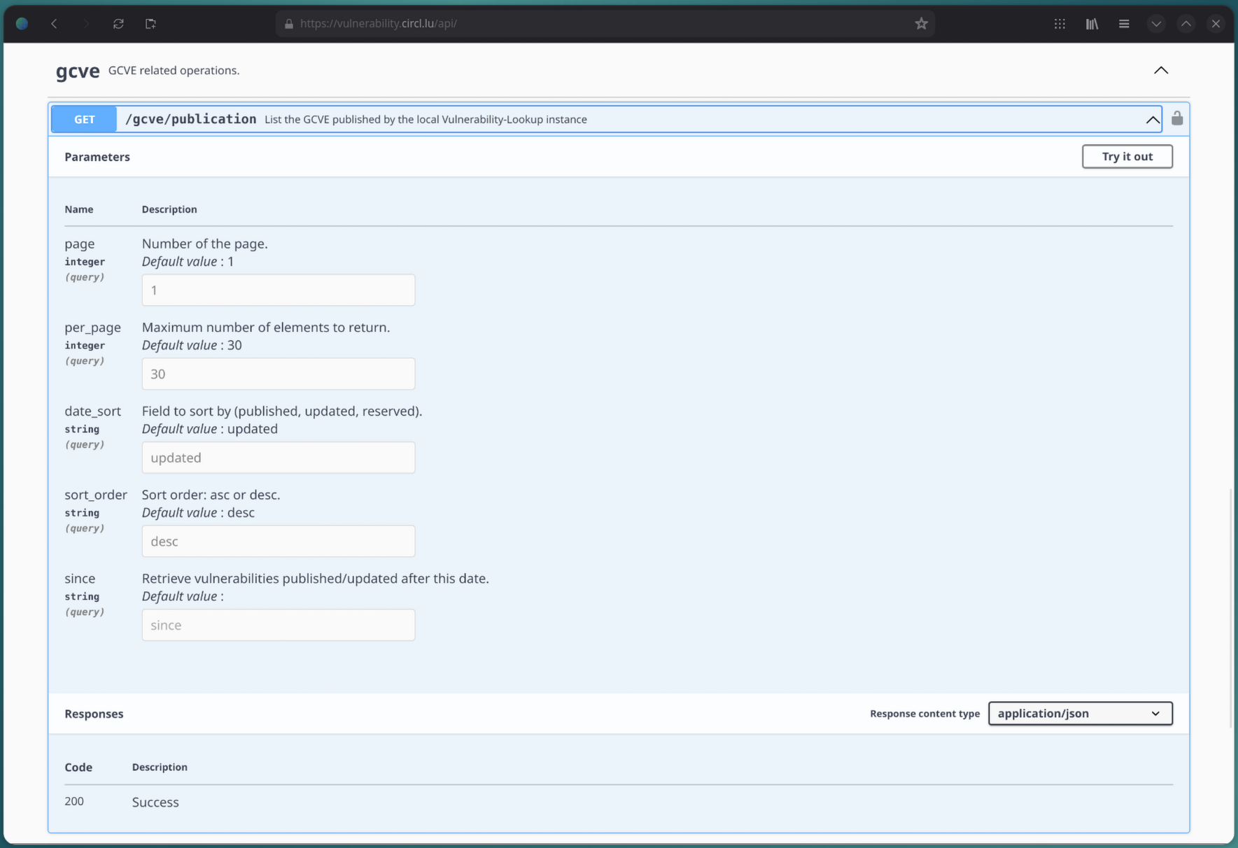 GCVE new endpoint